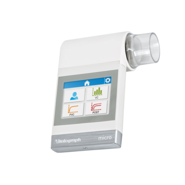 Espirômetro Vitalograph para diagnóstico de função pulmonar em clínicas e hospitais.